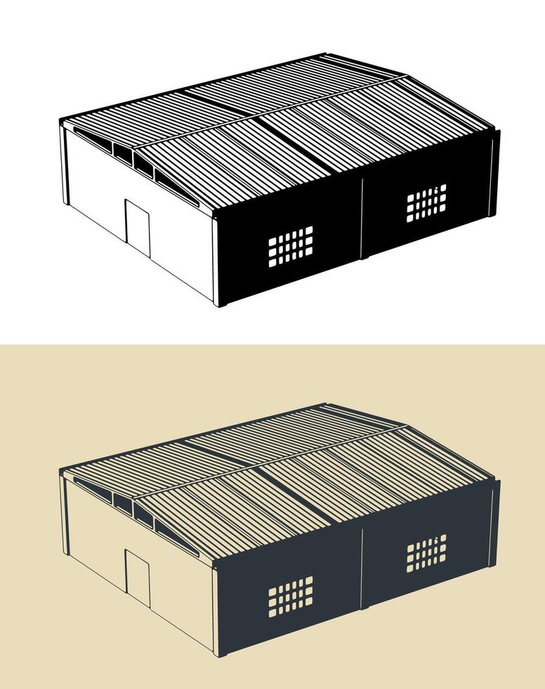 Factory hangar illustrations vector