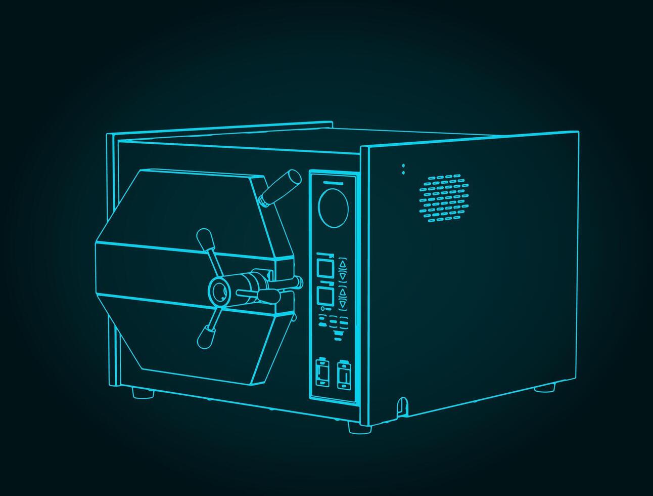 Autoclave sterilizer lab equipment isometric blueprint vector