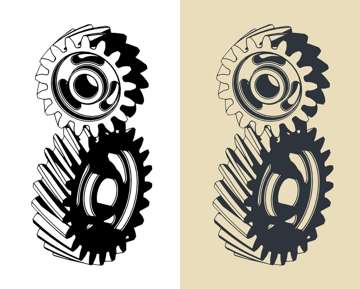 Screw gears illustrations vector