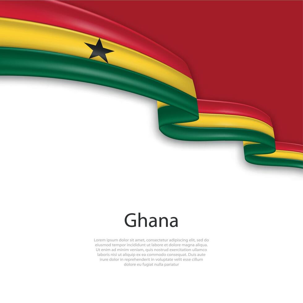 Waving ribbon with flag of Ghana vector