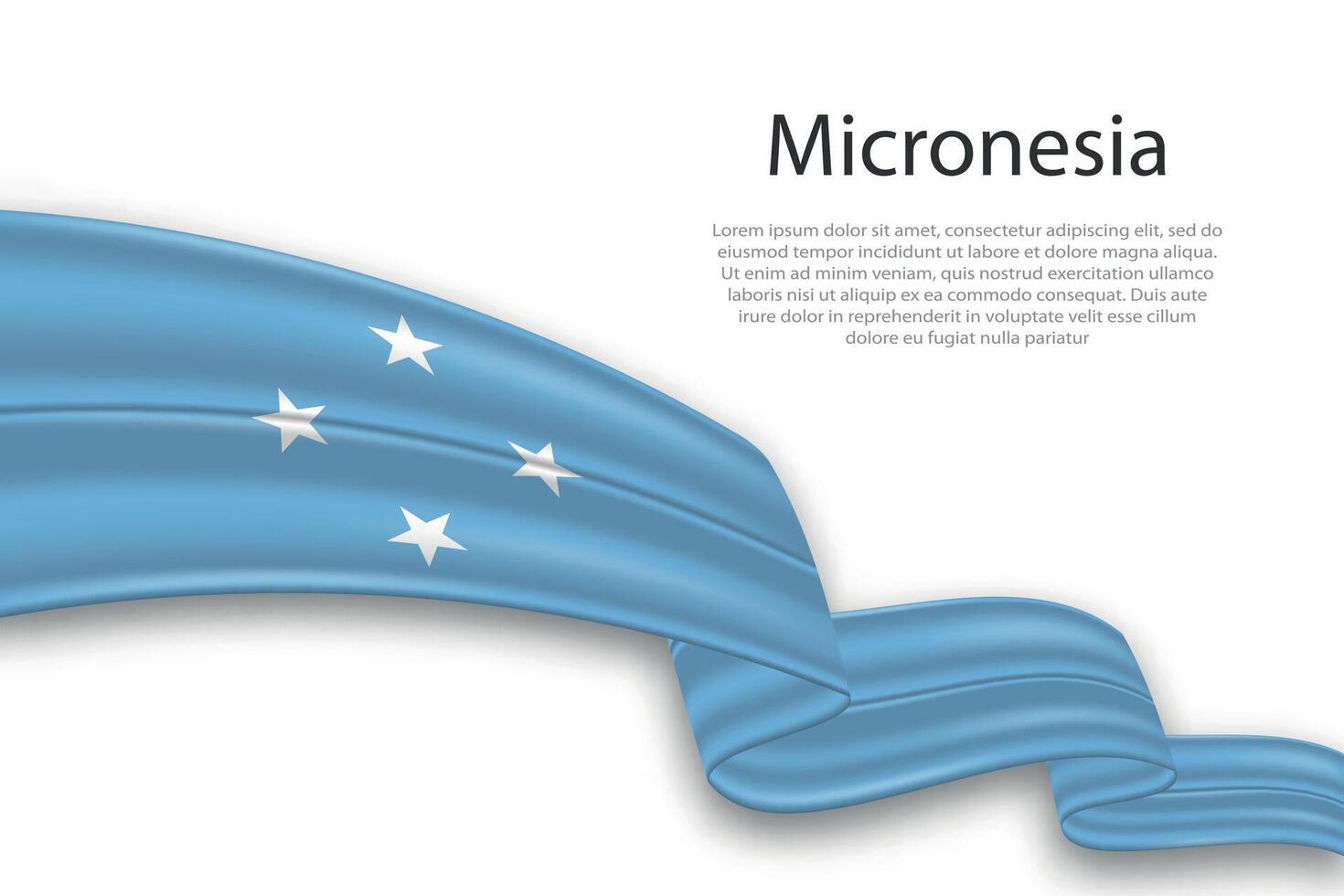 Abstract Wavy Flag of Micronesia on White Background vector