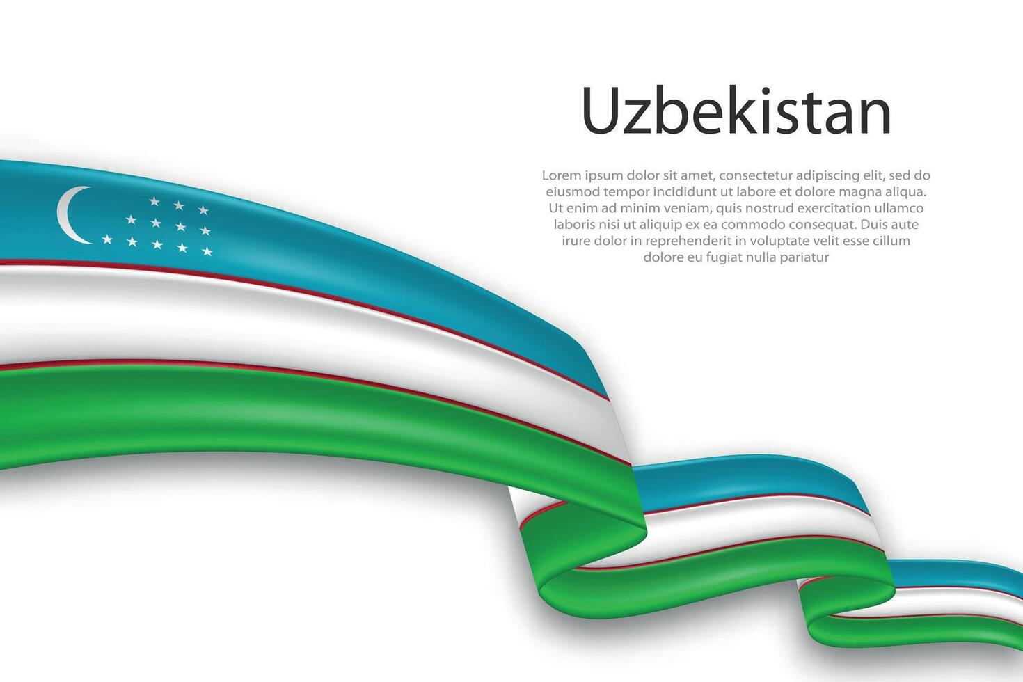 Abstract Wavy Flag of Uzbekistan on White Background vector