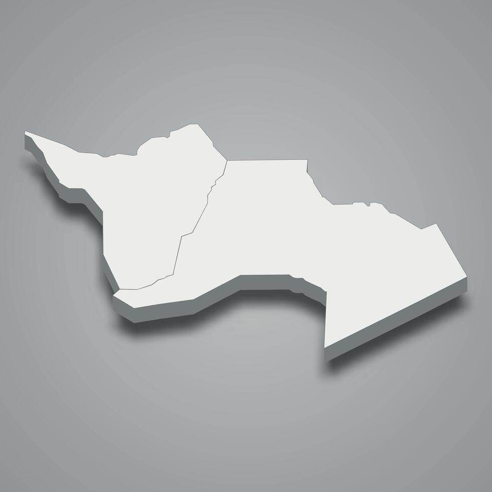 3d isometric map of Djanet is a region of Algeria vector