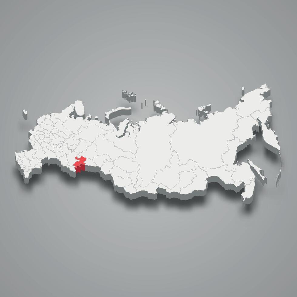 Chelyabinsk region location within Russia 3d map vector