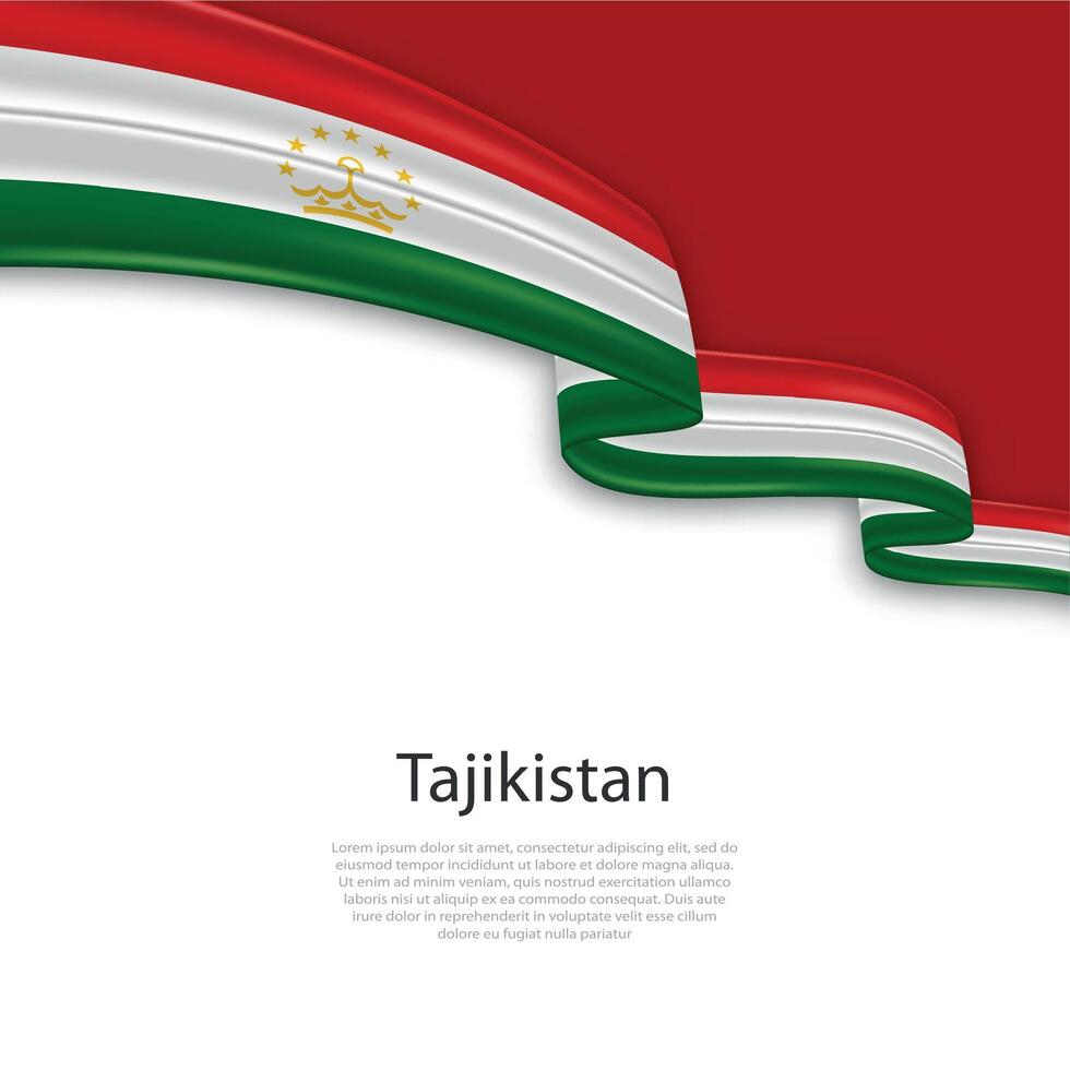 Waving ribbon with flag of Tajikistan vector