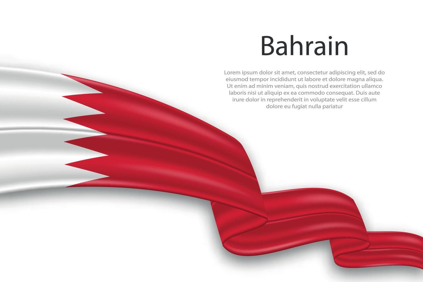 Abstract Wavy Flag of Bahrain on White Background vector