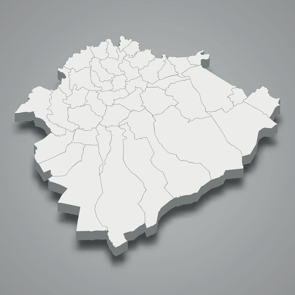 3d isometric map of Tiaret is a region of Algeria vector