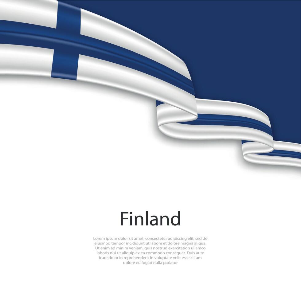 Waving ribbon with flag of Finland vector