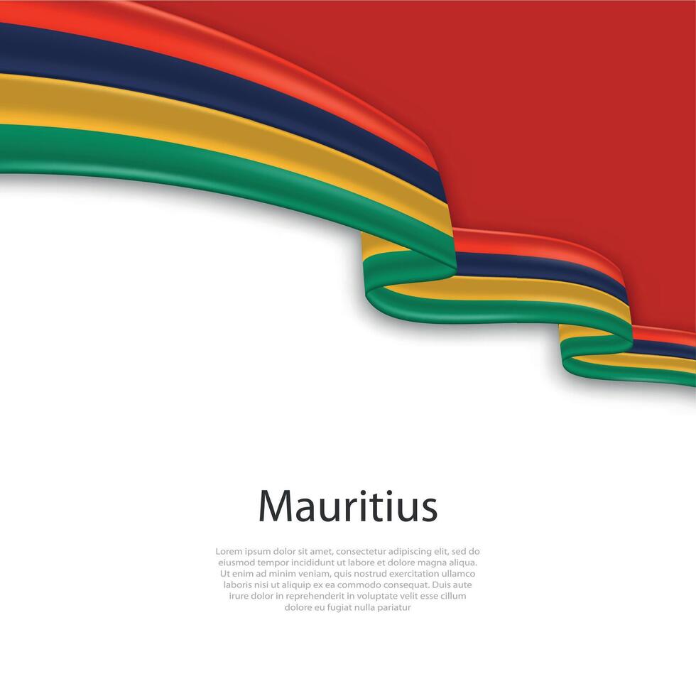 Waving ribbon with flag of Mauritius vector