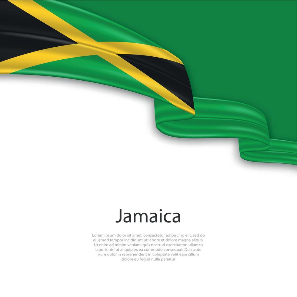 Waving ribbon with flag of Jamaica vector