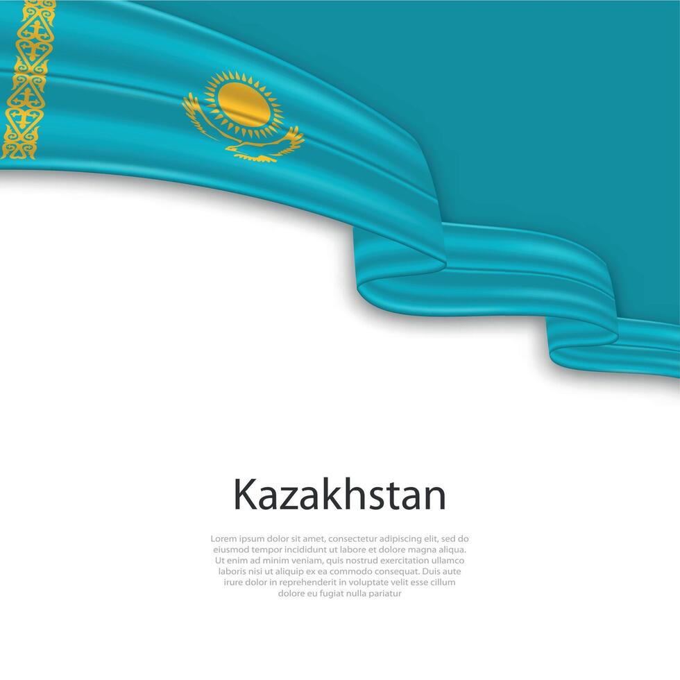 Waving ribbon with flag of Kazakhstan vector