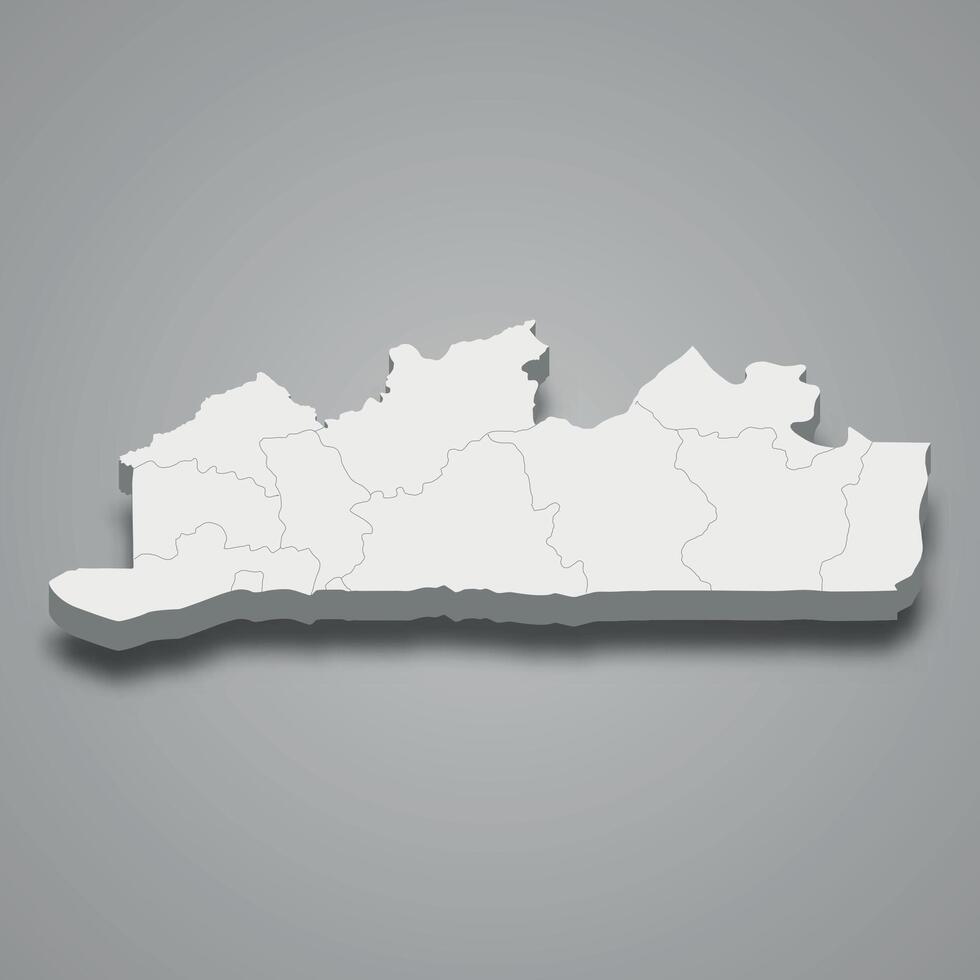 3d isometric map of Kongo Central is a region of DR Congo vector