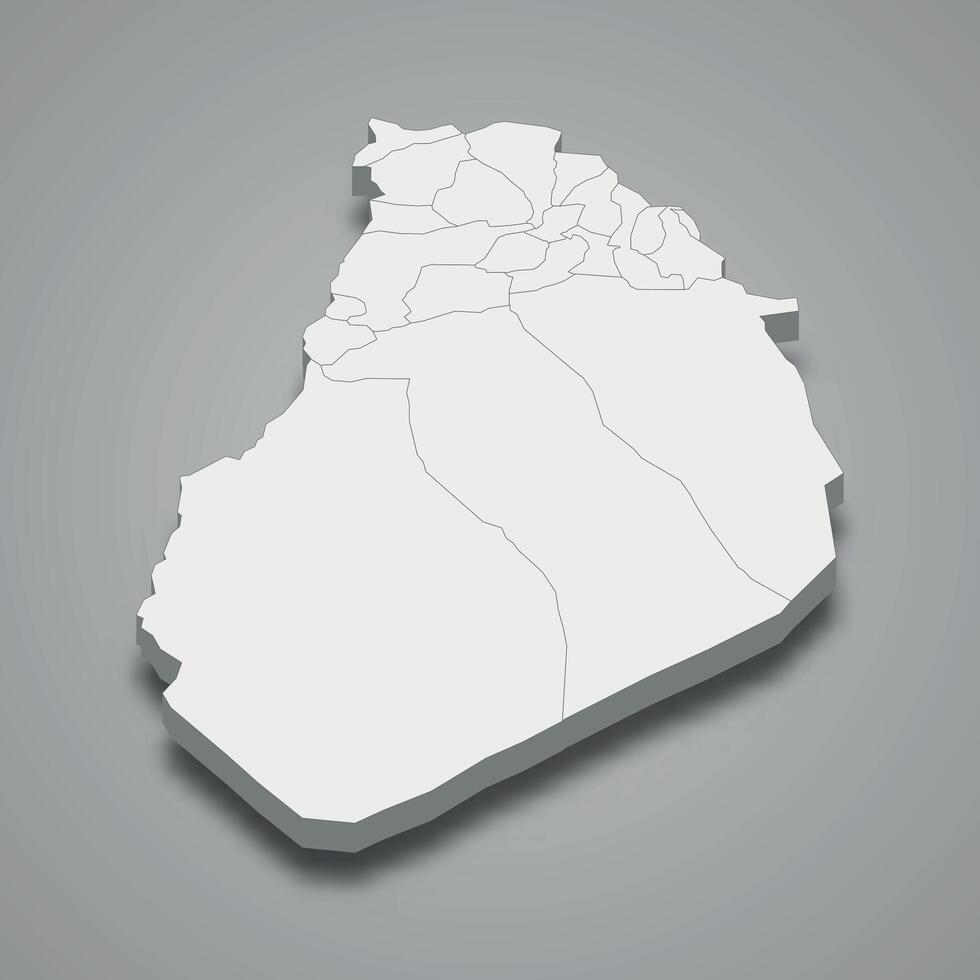 3d isometric map of El Bayadh is a region of Algeria vector