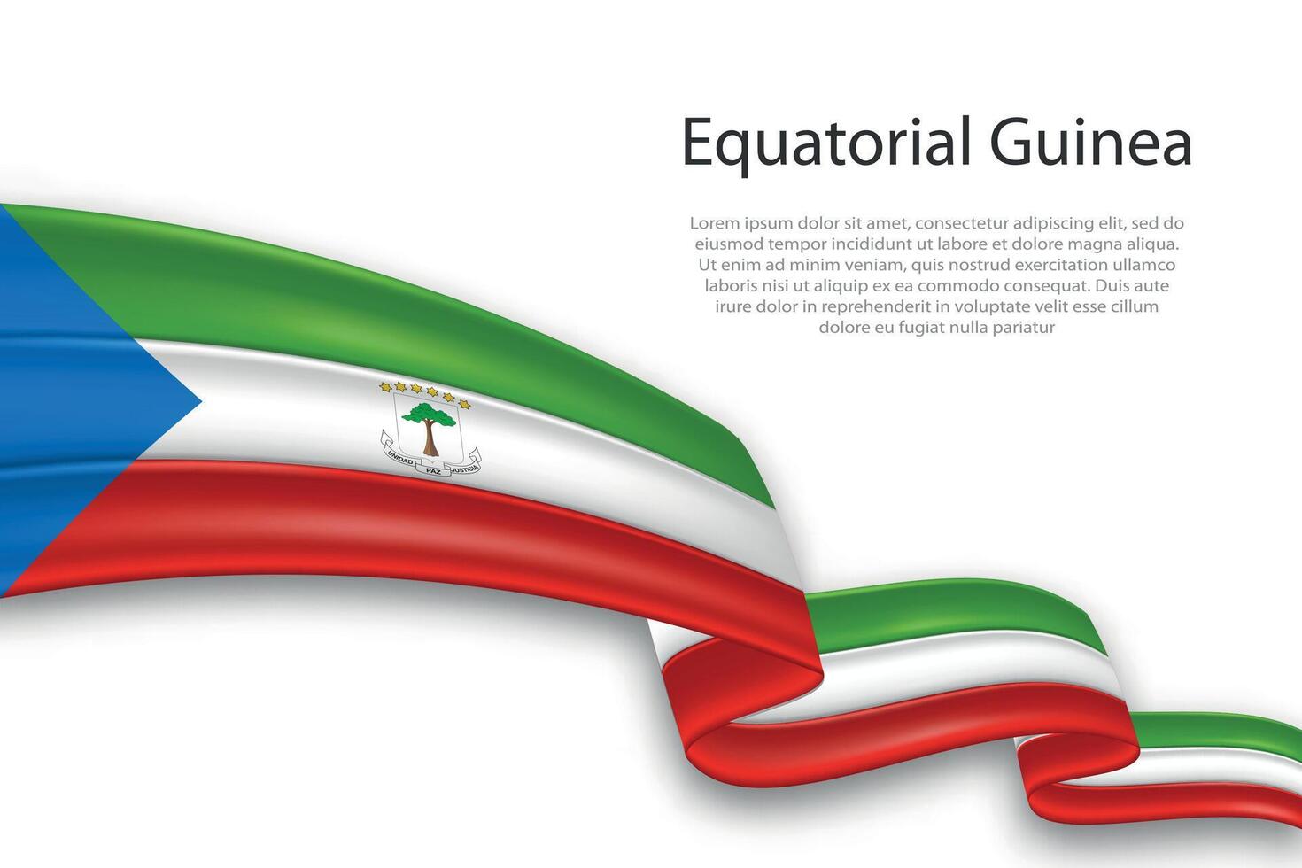 Abstract Wavy Flag of Equatorial Guinea on White Background vector