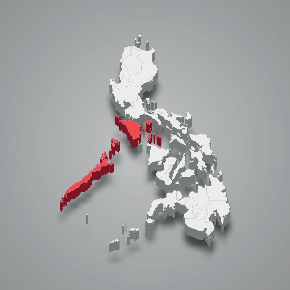 Mimaropa region location within Philippines 3d map vector