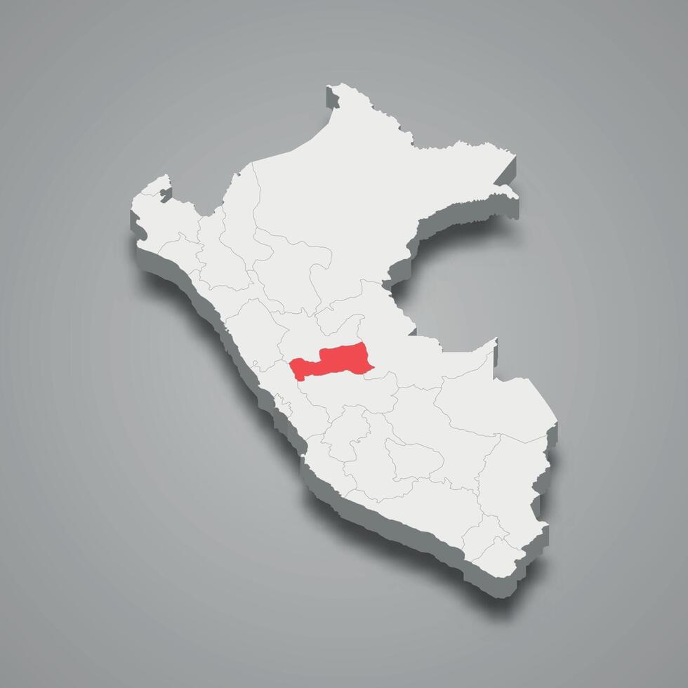 Pasco department location within Peru 3d map vector