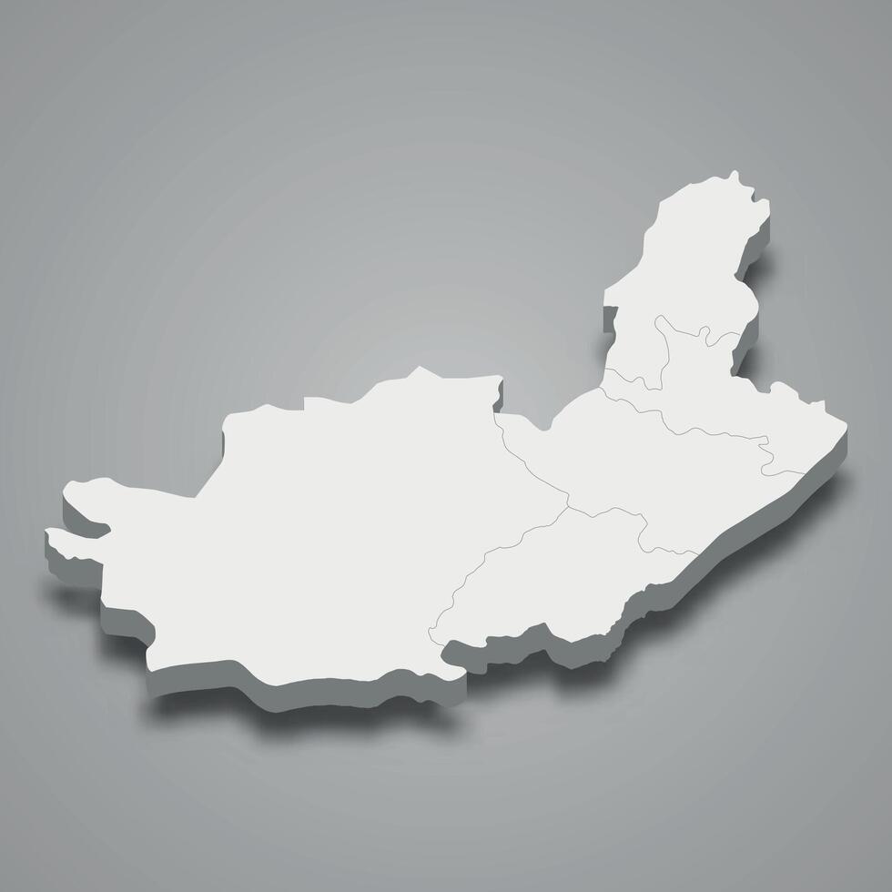 3d isometric map of Ituri is a region of DR Congo vector