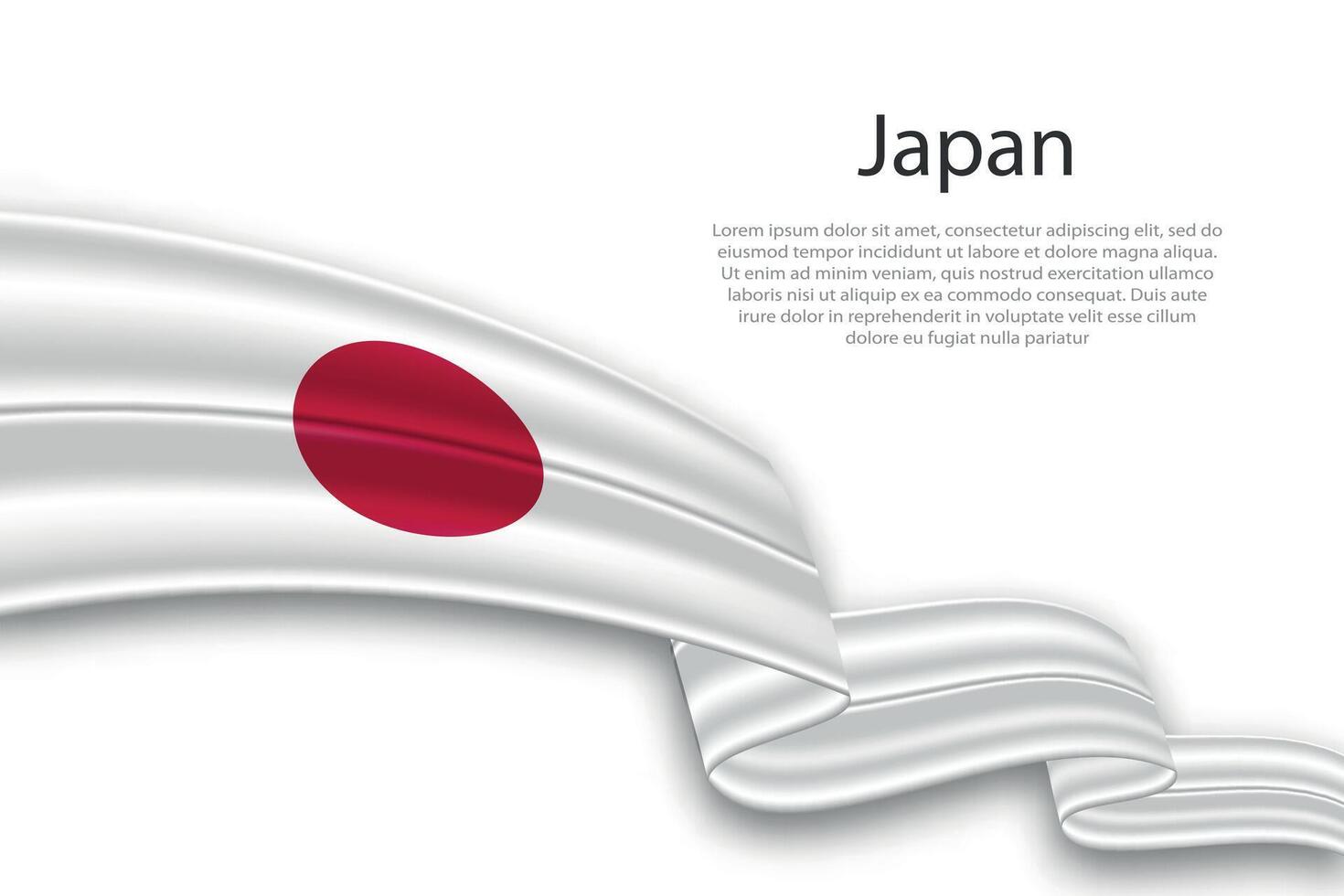 Abstract Wavy Flag of Japan on White Background vector