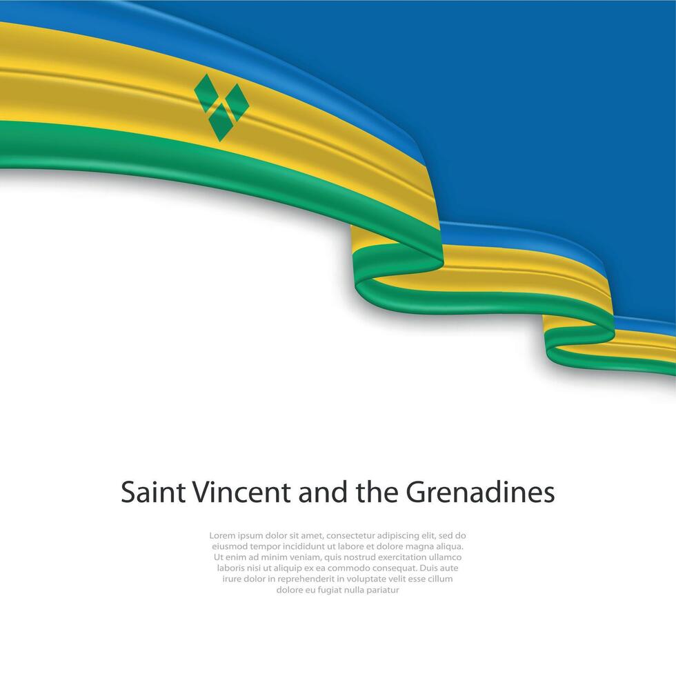 Waving ribbon with flag of Saint Vincent and the Grenadines vector