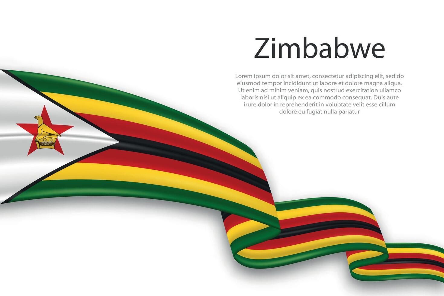 Abstract Wavy Flag of Zimbabwe on White Background vector