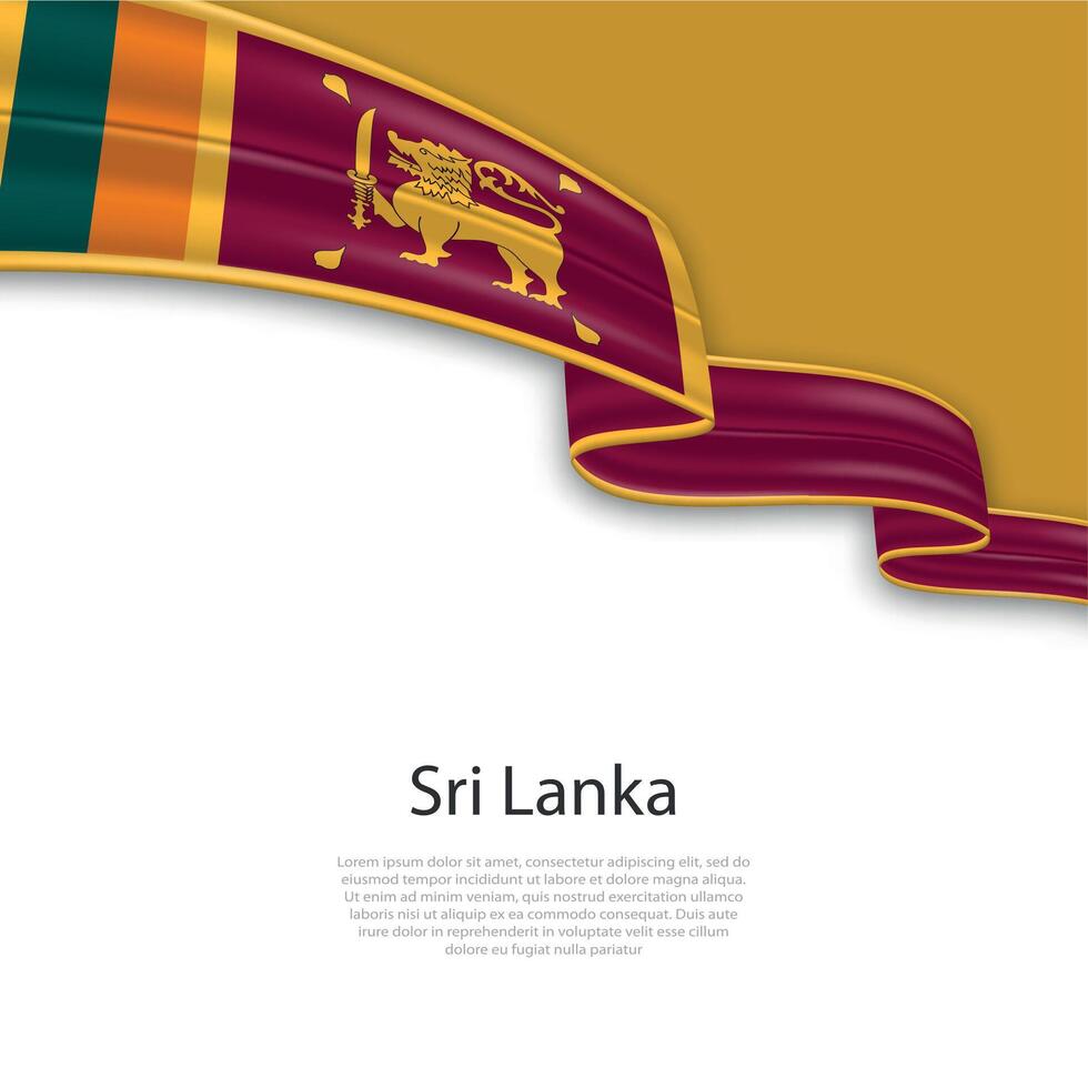 Waving ribbon with flag of Sri Lanka vector