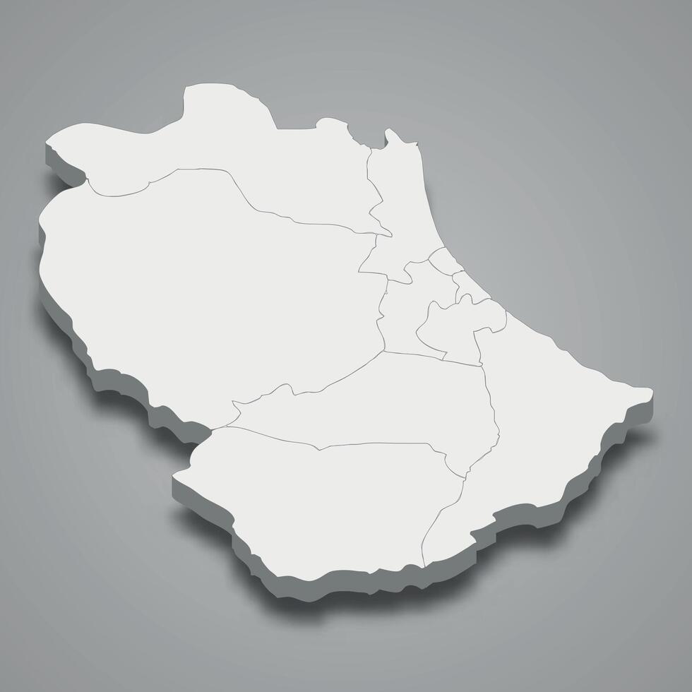 3d isometric map of Gabes is a Governorate of Tunisia vector