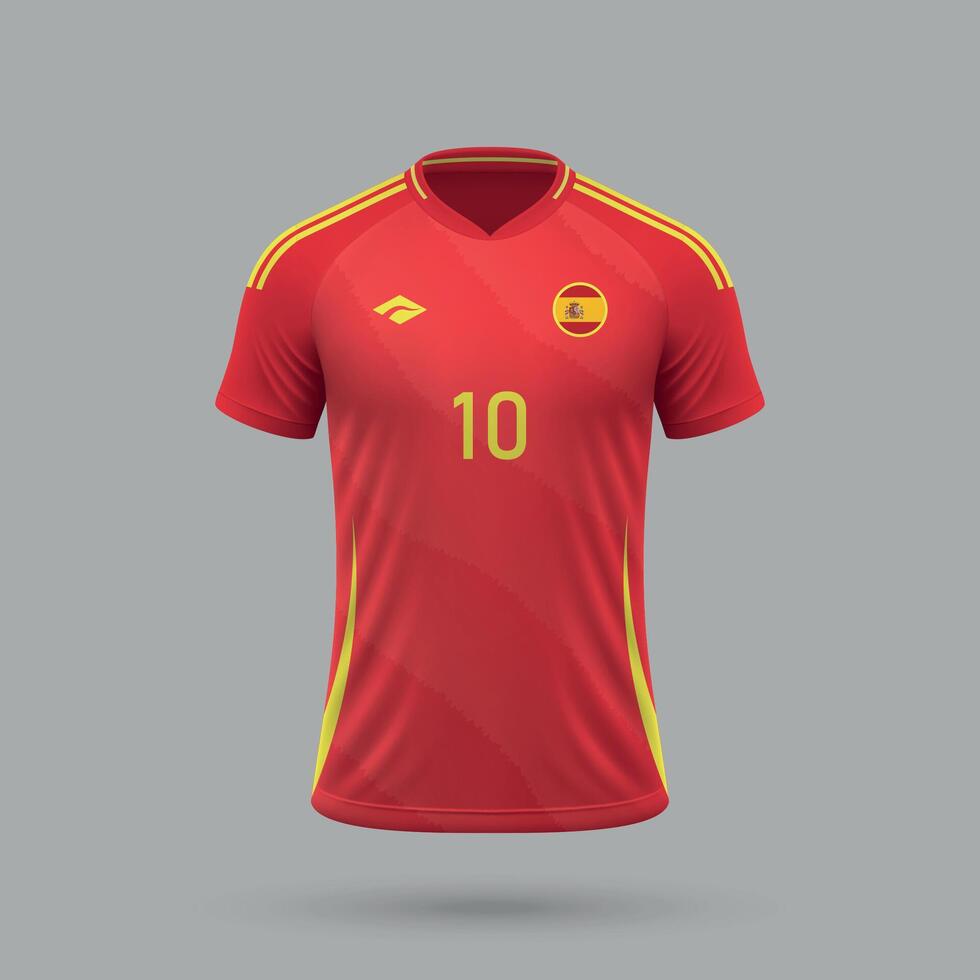 3d realistic soccer jersey Spain national team 2024 vector