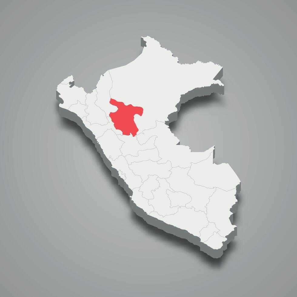 San Martin department location within Peru 3d map vector