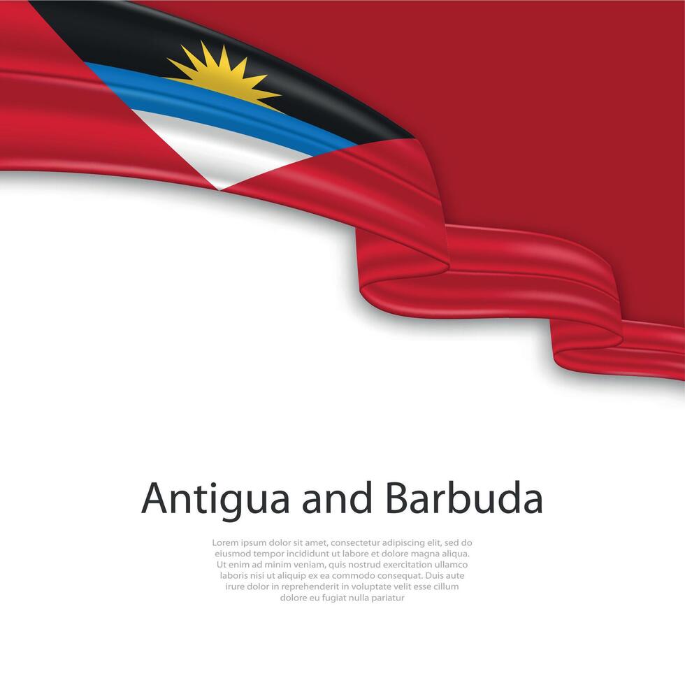 Waving ribbon with flag of Antigua and Barbuda vector