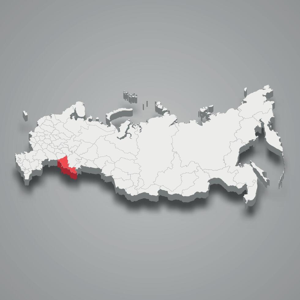 Orenburg region location within Russia 3d map vector