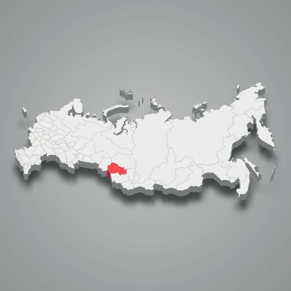 Novosibirsk region location within Russia 3d map vector