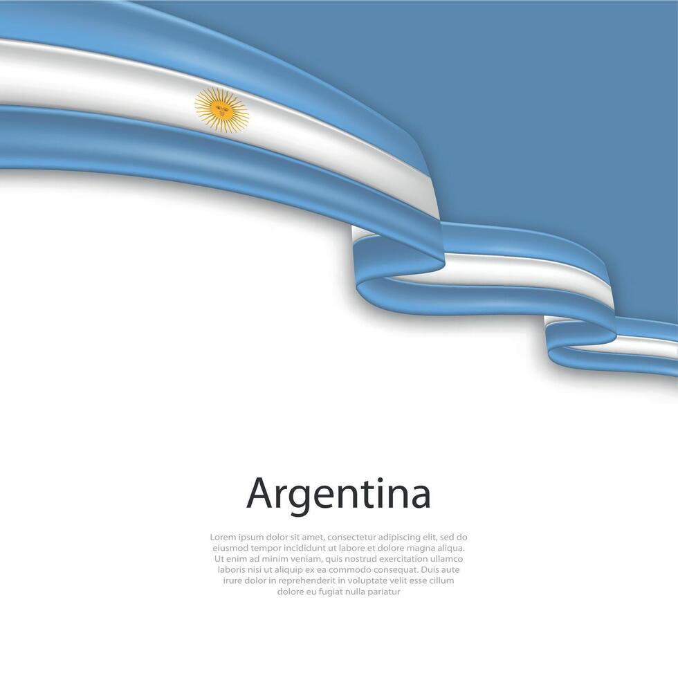 Waving ribbon with flag of Argentina vector