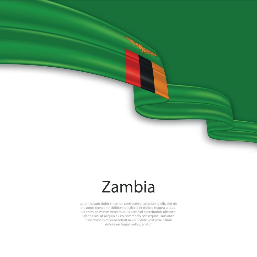 Waving ribbon with flag of Zambia vector