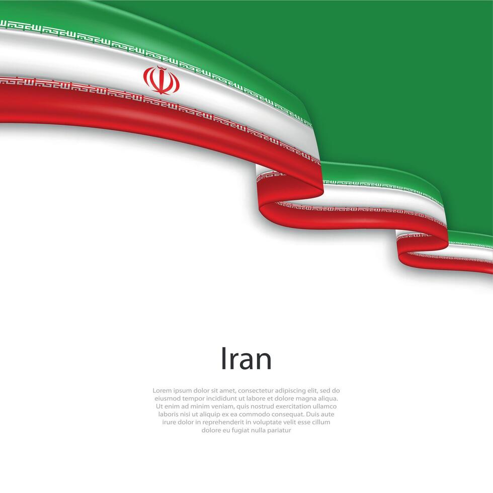 Waving ribbon with flag of Iran vector