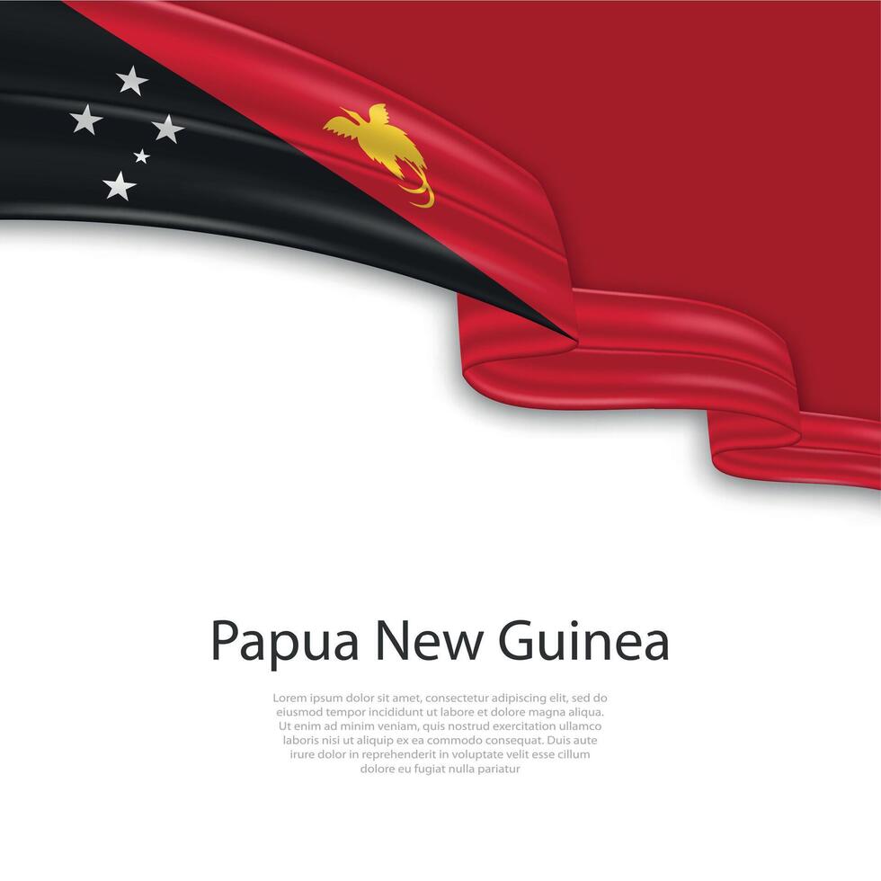 Waving ribbon with flag of Papua New Guinea vector