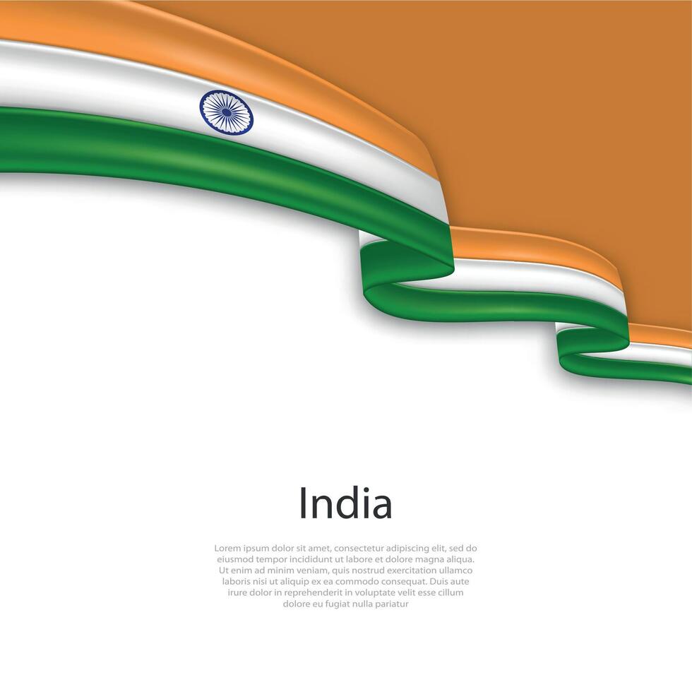 Waving ribbon with flag of India vector