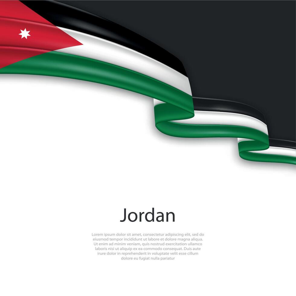 Waving ribbon with flag of Jordan vector