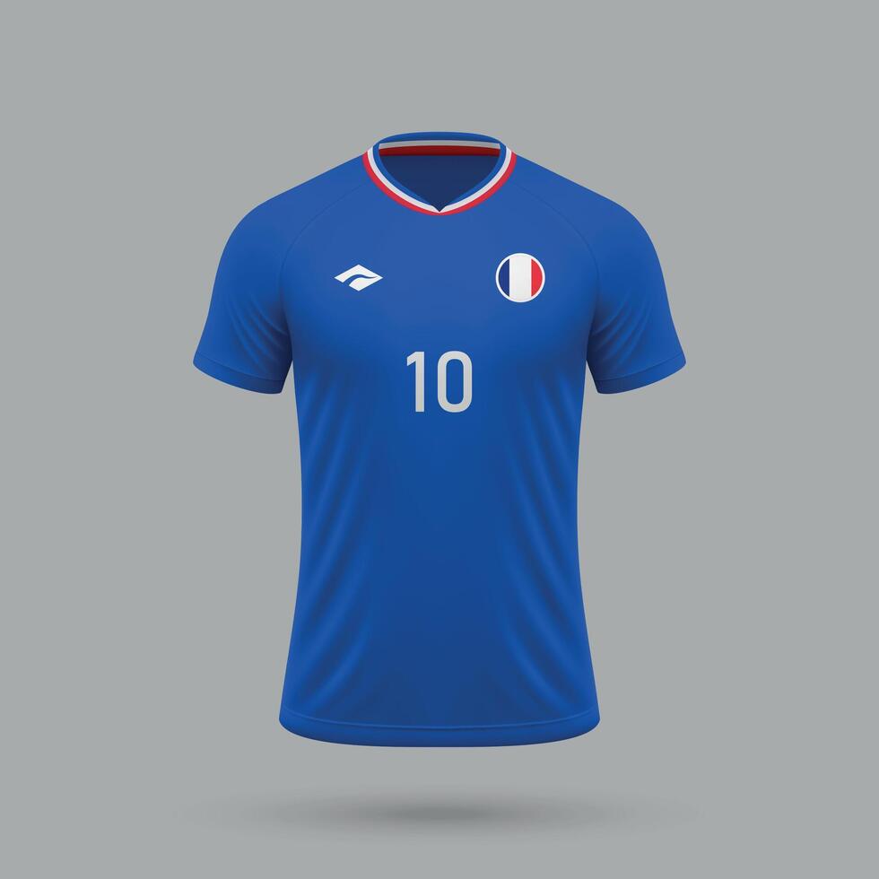 3d realistic soccer jersey France national team 2024 vector