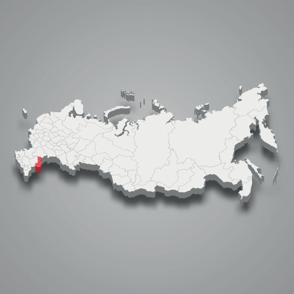 Astrakhan region location within Russia 3d map vector