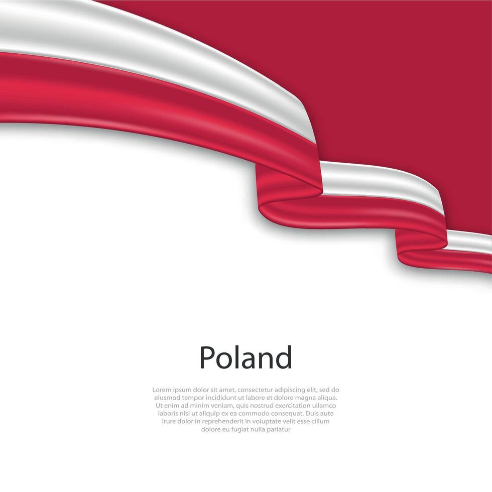 Waving ribbon with flag of Poland vector