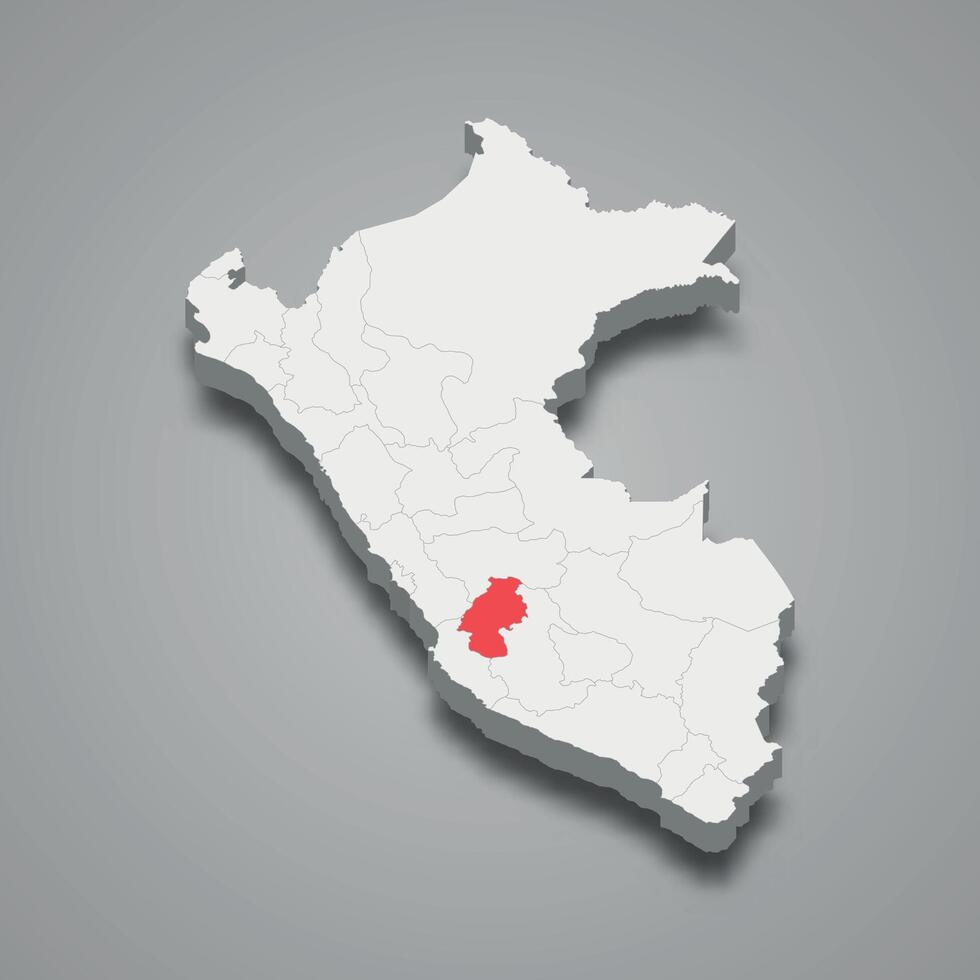 Huancavelica department location within Peru 3d map vector