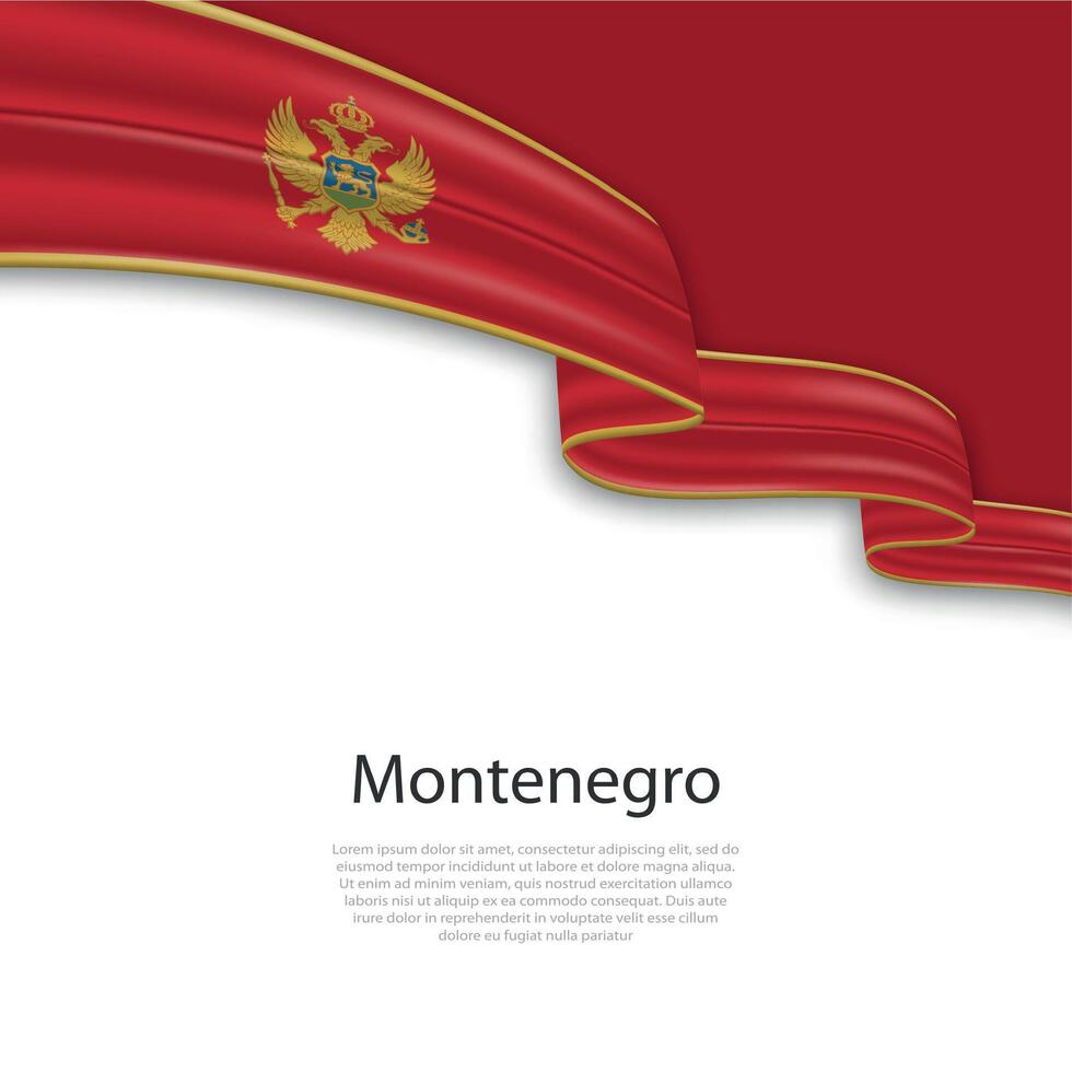 Waving ribbon with flag of Montenegro vector