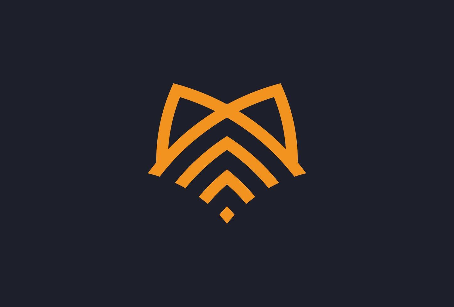 Abstract luxury Fox head logo design template, illustration vector