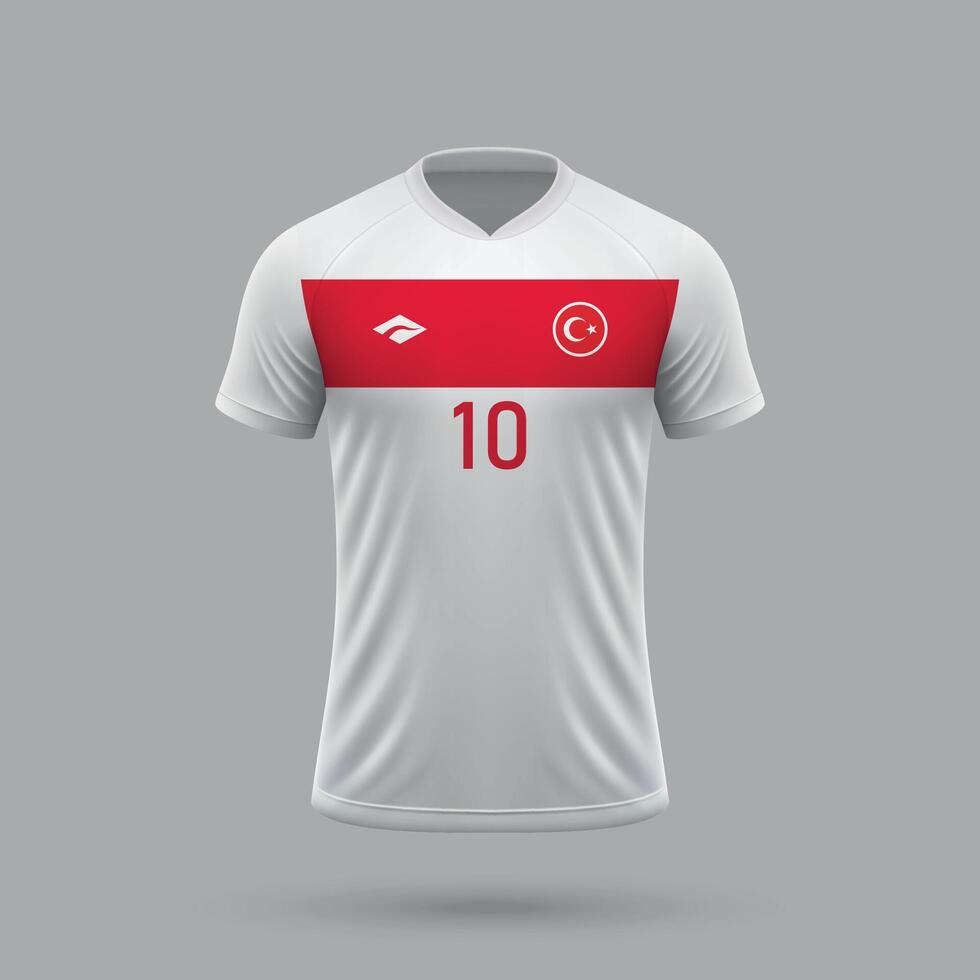 3d realistic soccer jersey Turkey national team 2024 vector