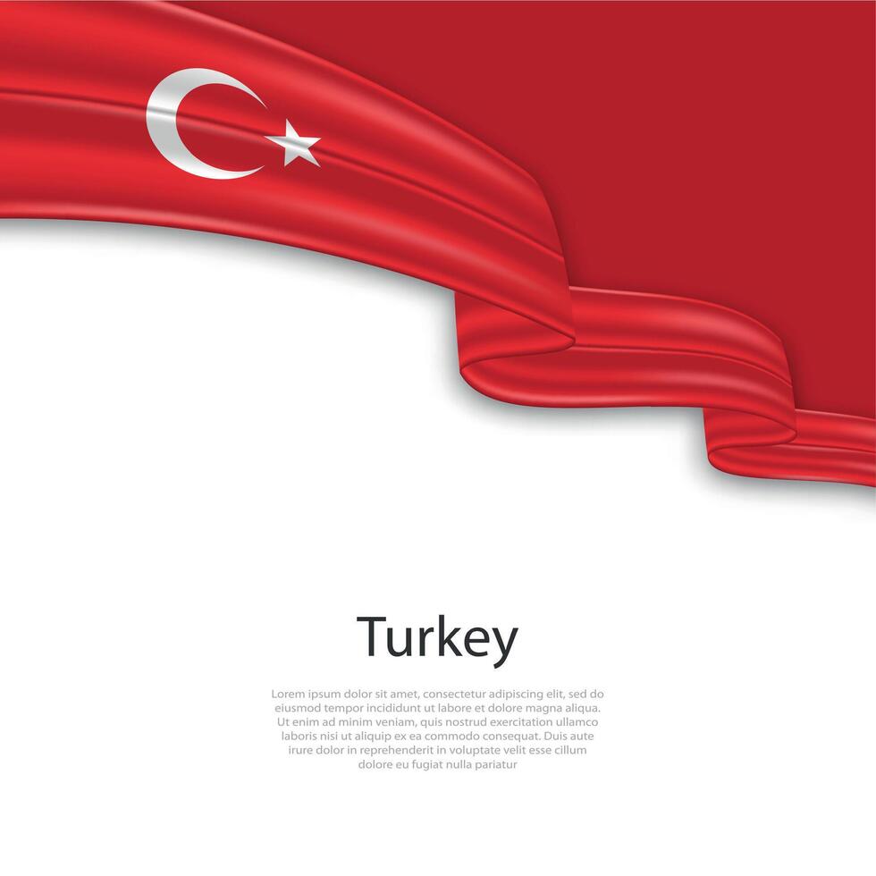 Waving ribbon with flag of Turkey vector