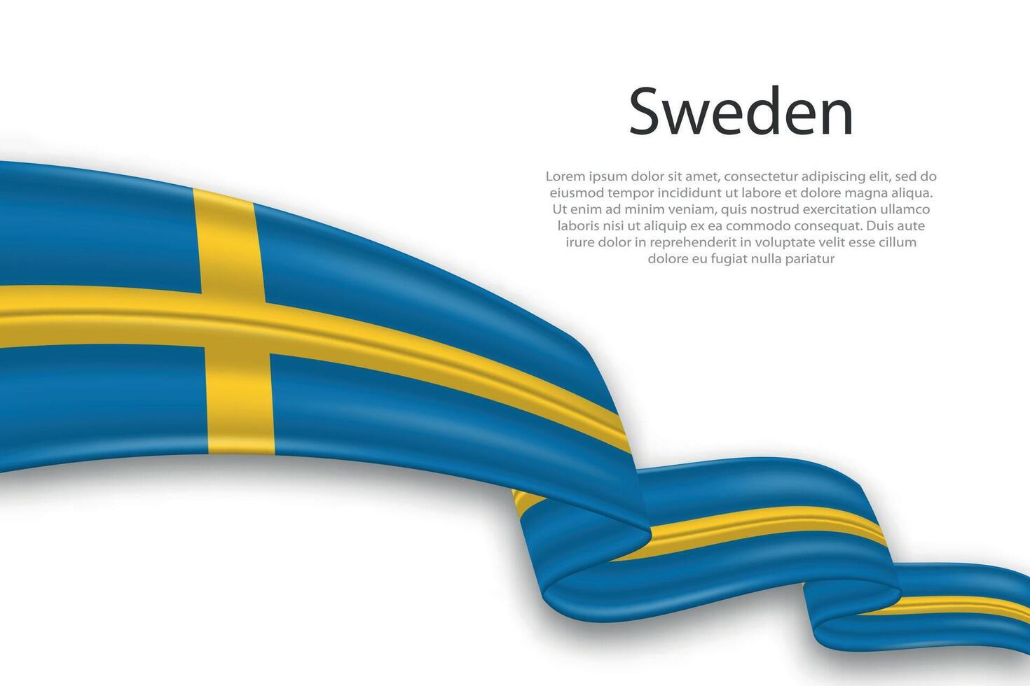 Abstract Wavy Flag of Sweden on White Background vector