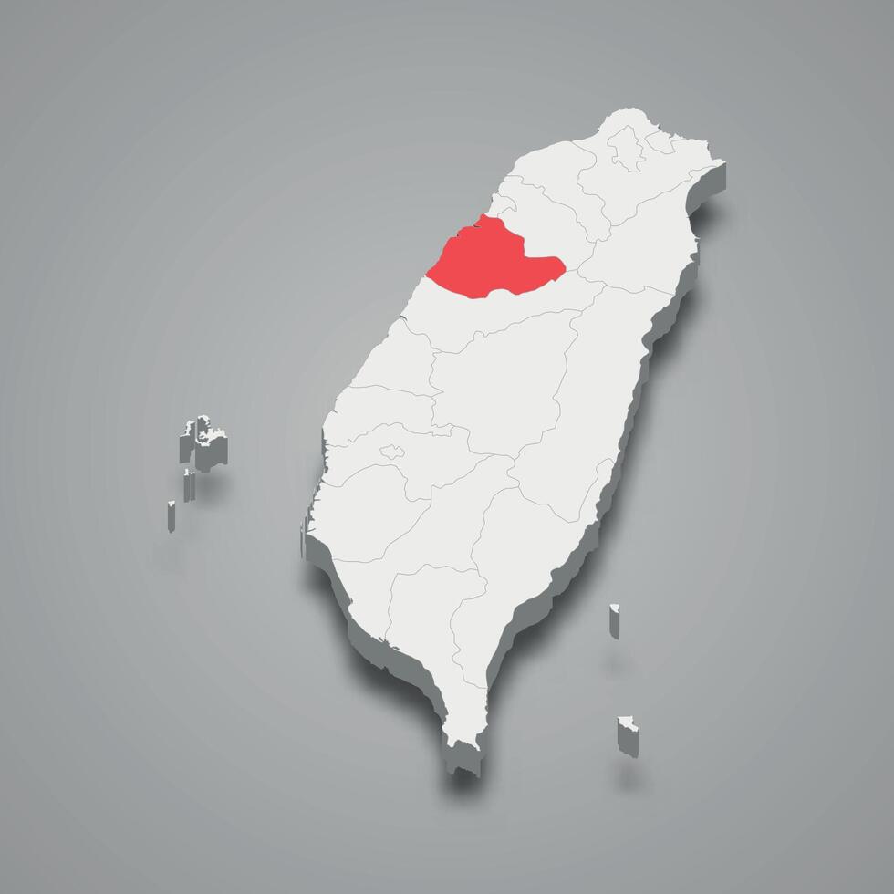 Miaoli condado división ubicación dentro Taiwán 3d mapa vector