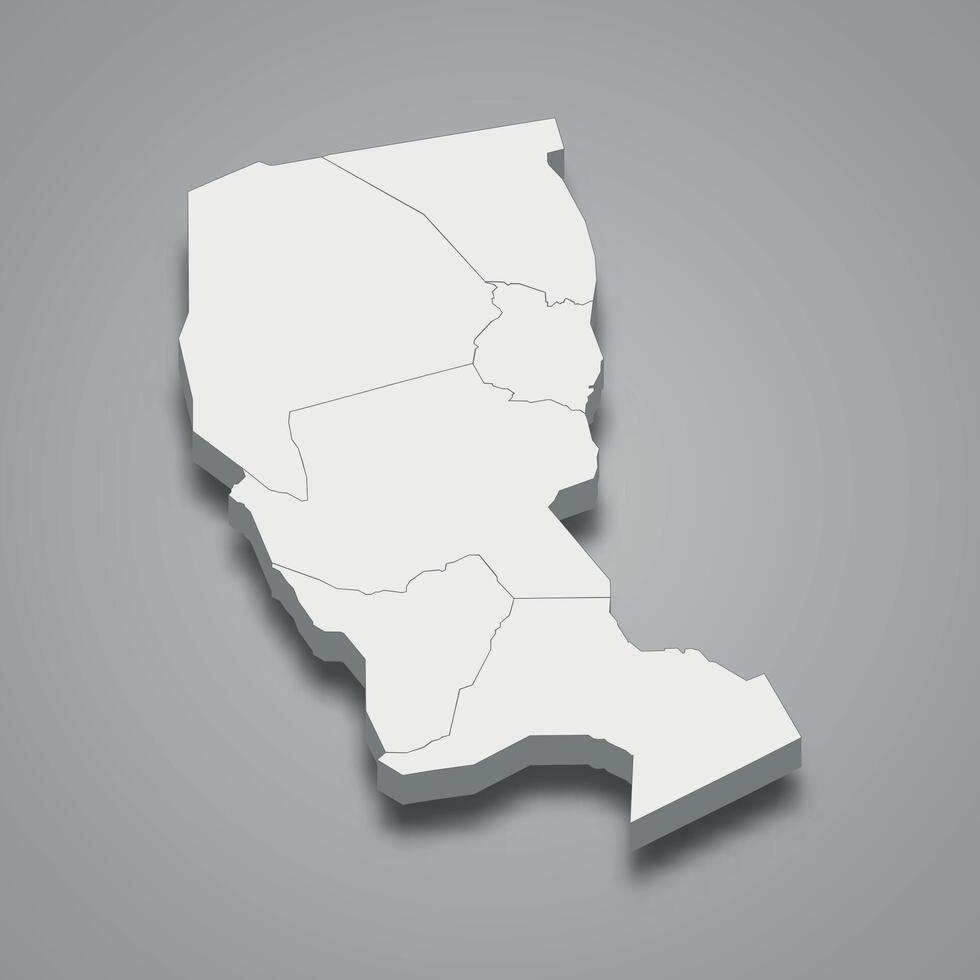3d isometric map of Illizi is a region of Algeria vector