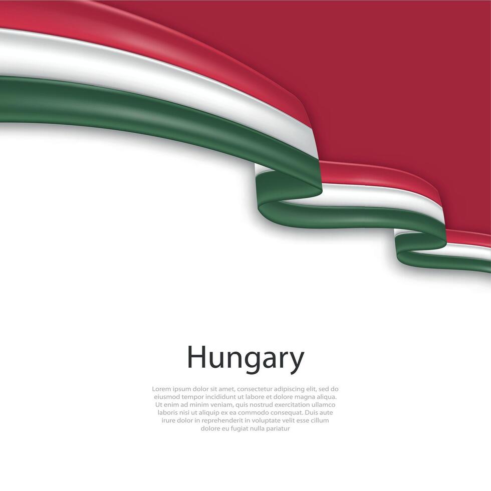 Waving ribbon with flag of Hungary vector