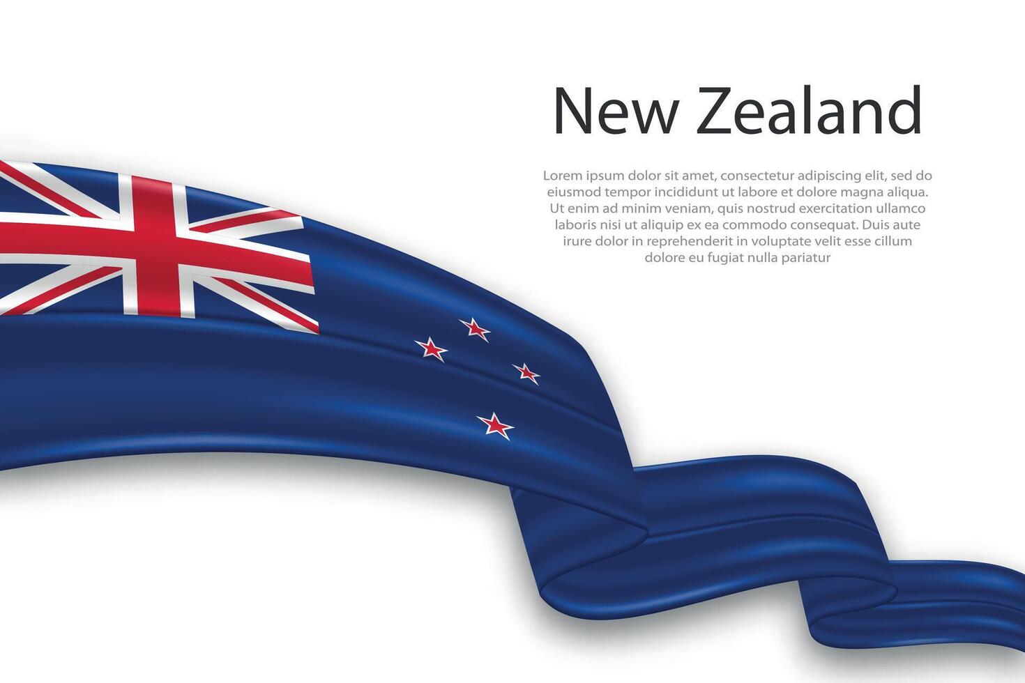 Abstract Wavy Flag of New Zealand on White Background vector